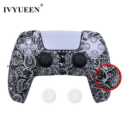 IVYUEEN pretslīdes ūdens pārneses drukāšanas aizsargapvalks PlayStation 5 PS5 kontroliera silikona vāciņam Dualsense roktura vāciņiem