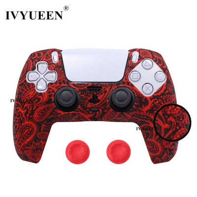 IVYUEEN pretslīdes ūdens pārneses drukāšanas aizsargapvalks PlayStation 5 PS5 kontroliera silikona vāciņam Dualsense roktura vāciņiem