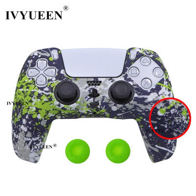 IVYUEEN pretslīdes ūdens pārneses drukāšanas aizsargapvalks PlayStation 5 PS5 kontroliera silikona vāciņam Dualsense roktura vāciņiem