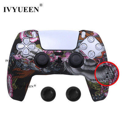 IVYUEEN pretslīdes ūdens pārneses drukāšanas aizsargapvalks PlayStation 5 PS5 kontroliera silikona vāciņam Dualsense roktura vāciņiem