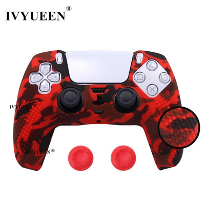 IVYUEEN pretslīdes ūdens pārneses drukāšanas aizsargapvalks PlayStation 5 PS5 kontroliera silikona vāciņam Dualsense roktura vāciņiem