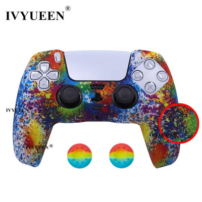 IVYUEEN pretslīdes ūdens pārneses drukāšanas aizsargapvalks PlayStation 5 PS5 kontroliera silikona vāciņam Dualsense roktura vāciņiem