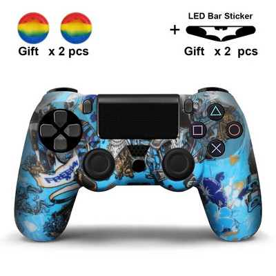 Κατάλληλο για PS4 Water Transfer Gamepad Προστατευτικό κάλυμμα σιλικόνης Αντιολισθητικό και αντικρουόμενο, με αυτοκόλλητα Joystick Cap