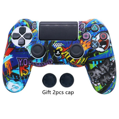 Libisemisvastane silikoonist kaitseümbris SONY PlayStation4 PS4 mängukontrolleri tarvikute jaoks koos pöidla käepideme korgiga