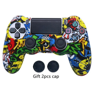Libisemisvastane silikoonist kaitseümbris SONY PlayStation4 PS4 mängukontrolleri tarvikute jaoks koos pöidla käepideme korgiga