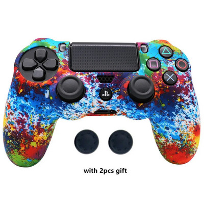 Libisemisvastane silikoonist kaitseümbris SONY PlayStation4 PS4 mängukontrolleri tarvikute jaoks koos pöidla käepideme korgiga