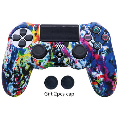 Libisemisvastane silikoonist kaitseümbris SONY PlayStation4 PS4 mängukontrolleri tarvikute jaoks koos pöidla käepideme korgiga