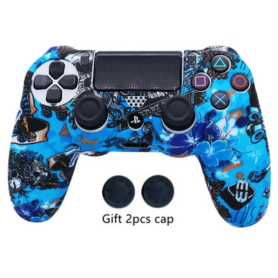 Libisemisvastane silikoonist kaitseümbris SONY PlayStation4 PS4 mängukontrolleri tarvikute jaoks koos pöidla käepideme korgiga