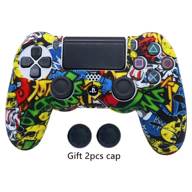Libisemisvastane silikoonist kaitseümbris SONY PlayStation4 PS4 mängukontrolleri tarvikute jaoks koos pöidla käepideme korgiga
