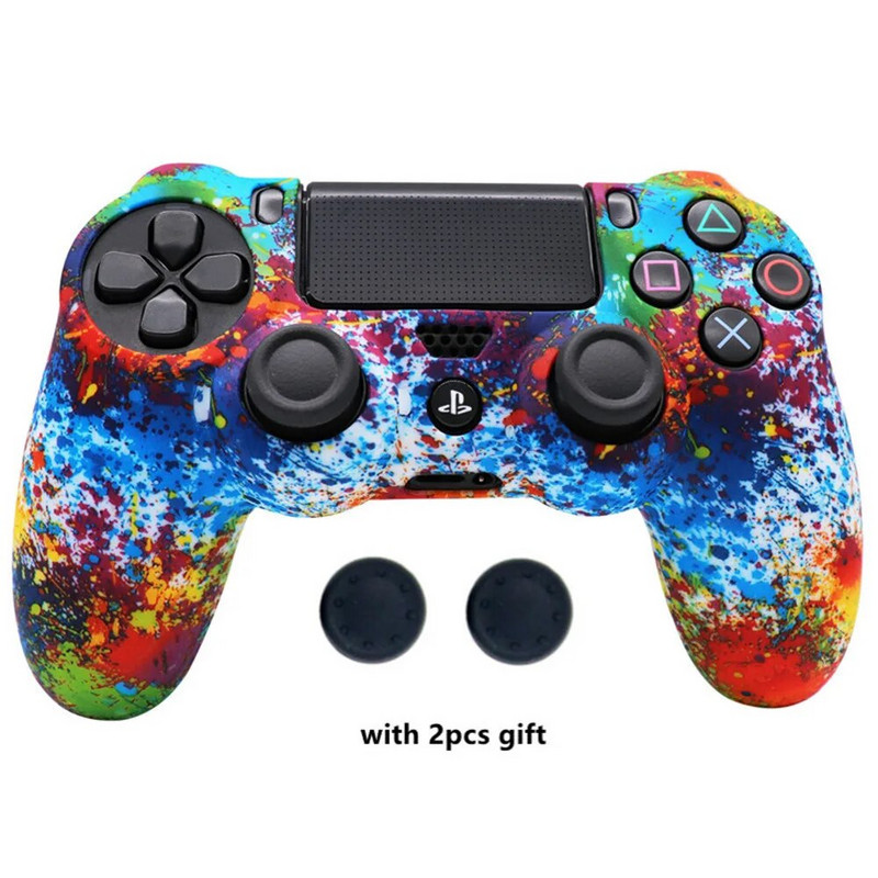 Libisemisvastane silikoonist kaitseümbris SONY PlayStation4 PS4 mängukontrolleri tarvikute jaoks koos pöidla käepideme korgiga