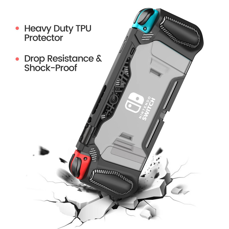 Nintendo slēdža korpusam, pievienojams korpusam, kas saderīgs ar konsoli un Joy-Con kontrolieri, Nintendo slēdža TPU roktura aizsargvāciņu