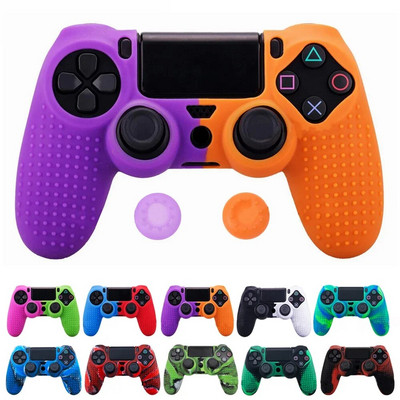 ZOMTOP Силиконова обвивка за Dualshock 4 PS4 Pro Тънък калъф за контролер и капачки за дръжки за палеца за аксесоари за игри PlayStation 4