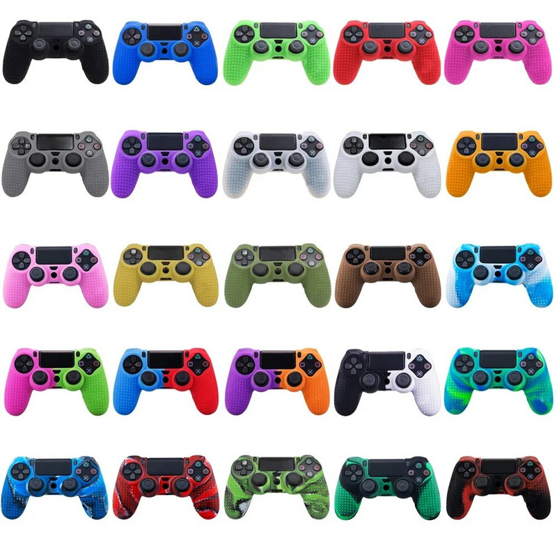 ZOMTOP Silicone Cover Skin για Dualshock 4 PS4 Pro Λεπτή θήκη χειριστηρίου και λαβές αντίχειρα για αξεσουάρ παιχνιδιών PlayStation 4