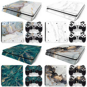 GAMEGENIXX Skin Sticker Marble Texture Cover wrap Vinyl Full Set για PS4 Slim Console και 2 Controllers