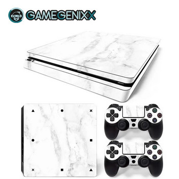 GAMEGENIXX Skin Sticker Мраморна текстура Vinyl Wrap Cover Пълен комплект за PS4 Slim Console и 2 контролера