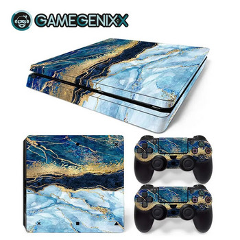 GAMEGENIXX Skin Sticker Marble Texture Cover wrap Vinyl Full Set για PS4 Slim Console και 2 Controllers