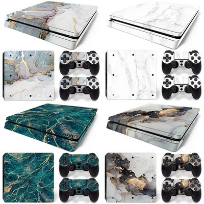 GAMEGENIXX Skin Sticker Мраморна текстура Vinyl Wrap Cover Пълен комплект за PS4 Slim Console и 2 контролера