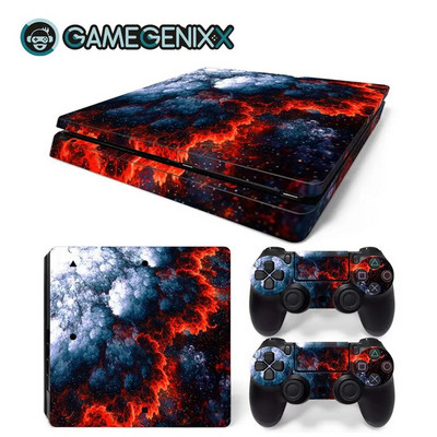 GAMEGENIXX Skin Sticker Marble Texture Cover wrap Vinyl Full Set για PS4 Slim Console και 2 Controllers