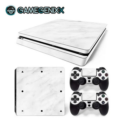 GAMEGENIXX Skin Sticker Marble Texture Cover wrap Vinyl Full Set για PS4 Slim Console και 2 Controllers