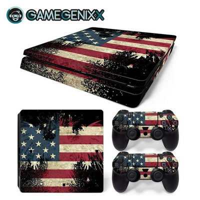 GAMEGENIXX Skin Sticker Marble Texture Cover wrap Vinyl Full Set για PS4 Slim Console και 2 Controllers