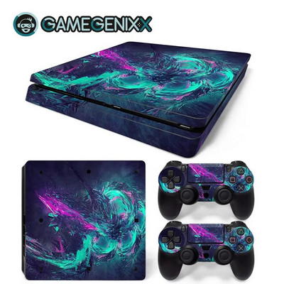 GAMEGENIXX Skin Sticker Marble Texture Cover wrap Vinyl Full Set για PS4 Slim Console και 2 Controllers