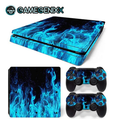 GAMEGENIXX Skin Sticker Marble Texture Cover wrap Vinyl Full Set για PS4 Slim Console και 2 Controllers