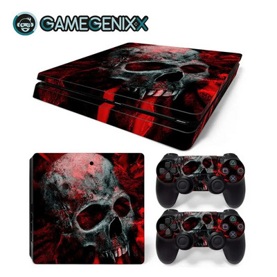GAMEGENIXX Skin Sticker Marble Texture Cover wrap Vinyl Full Set για PS4 Slim Console και 2 Controllers