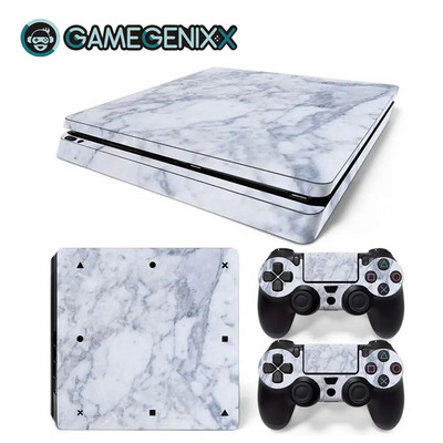 GAMEGENIXX Skin Sticker Marble Texture Cover wrap Vinyl Full Set για PS4 Slim Console και 2 Controllers