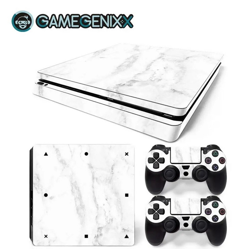 GAMEGENIXX Skin Sticker Marble Texture Cover wrap Vinyl Full Set για PS4 Slim Console και 2 Controllers