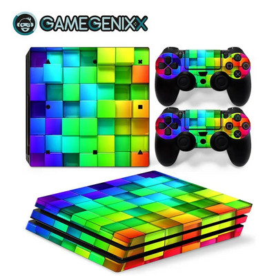 GAMEGENIXX Geometry Design Skin Sticker Προστατευτικό κάλυμμα περιτυλίγματος βινυλίου Πλήρες σετ για κονσόλα PS4 Pro και 2 χειριστήρια