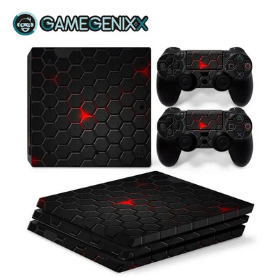 GAMEGENIXX Geometry Design Skin Sticker Προστατευτικό κάλυμμα περιτυλίγματος βινυλίου Πλήρες σετ για κονσόλα PS4 Pro και 2 χειριστήρια