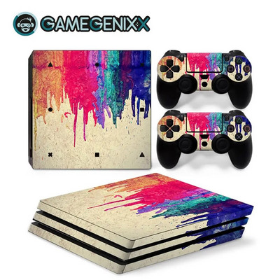 GAMEGENIXX Geometry Design Skin Sticker Προστατευτικό κάλυμμα περιτυλίγματος βινυλίου Πλήρες σετ για κονσόλα PS4 Pro και 2 χειριστήρια