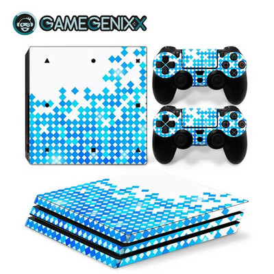 GAMEGENIXX Geometry Design Skin Sticker Προστατευτικό κάλυμμα περιτυλίγματος βινυλίου Πλήρες σετ για κονσόλα PS4 Pro και 2 χειριστήρια