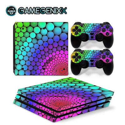 GAMEGENIXX Geometry Design Skin Sticker Προστατευτικό κάλυμμα περιτυλίγματος βινυλίου Πλήρες σετ για κονσόλα PS4 Pro και 2 χειριστήρια