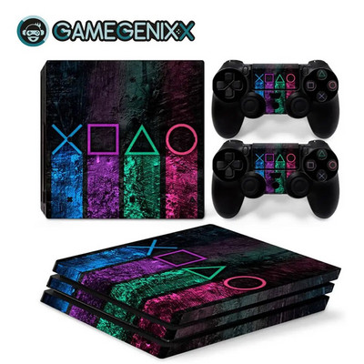 GAMEGENIXX Geometry Design Skin Sticker Προστατευτικό κάλυμμα περιτυλίγματος βινυλίου Πλήρες σετ για κονσόλα PS4 Pro και 2 χειριστήρια