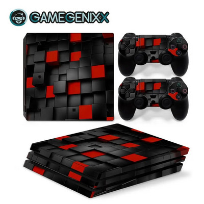 GAMEGENIXX Geometry Design Skin Sticker Προστατευτικό κάλυμμα περιτυλίγματος βινυλίου Πλήρες σετ για κονσόλα PS4 Pro και 2 χειριστήρια