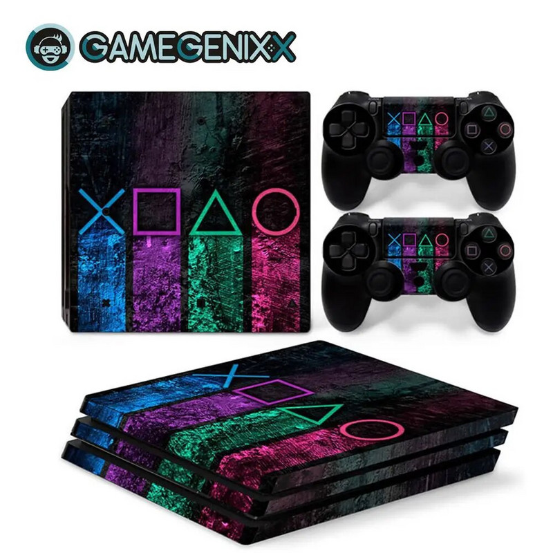 GAMEGENIXX Geometry Design Skin Sticker Προστατευτικό κάλυμμα περιτυλίγματος βινυλίου Πλήρες σετ για κονσόλα PS4 Pro και 2 χειριστήρια