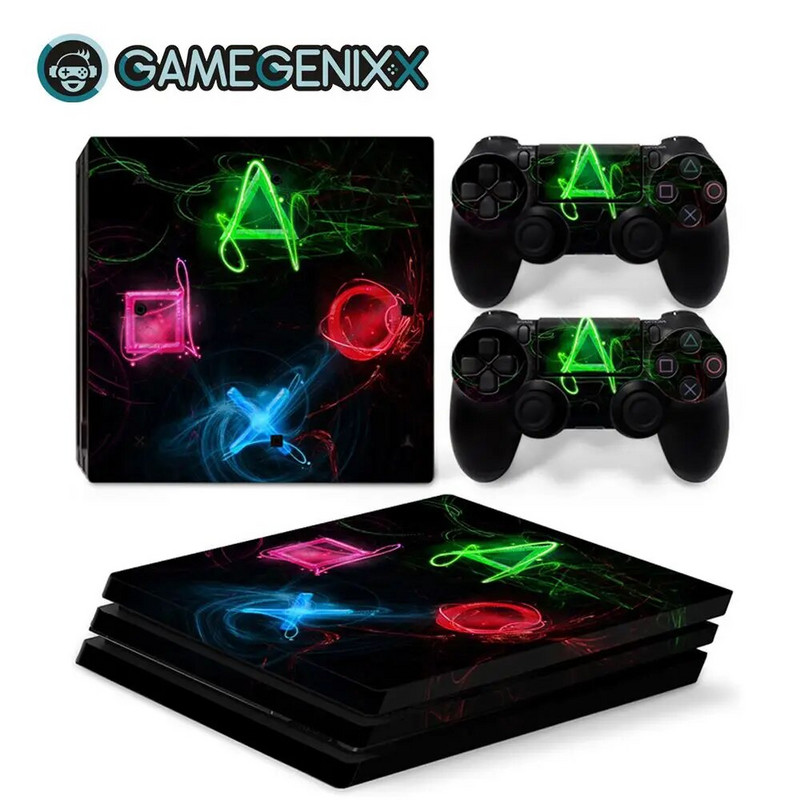 GAMEGENIXX Geometry Design Skin Sticker Προστατευτικό κάλυμμα περιτυλίγματος βινυλίου Πλήρες σετ για κονσόλα PS4 Pro και 2 χειριστήρια
