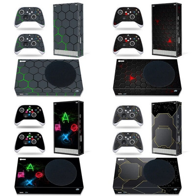 Autocolant de piele Husă de protecție din vinil Set complet compatibil cu consola X-box Series S și 2 controlere Design Lattice