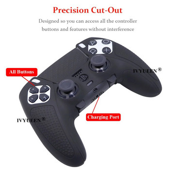 Αντιολισθητικό δέρμα IVYUEEN για PlayStation 5 Ασύρματο χειριστήριο DualSense Edge Κάλυμμα λαβής θήκης σιλικόνης από μαλακό καουτσούκ