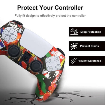 Силиконов калъф за PS5 контролер Защита против приплъзване Shell Skin за Playstation 5 Тънък капак за геймпад Дръжки за палец Аксесоари
