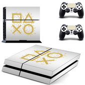 Καθαρό λευκό Σχέδιο λογότυπου Σύμβολο PS4 Κάλυμμα αυτοκόλλητου δέρματος για κονσόλα και 2 χειριστήρια PS4 Skins Vinyl