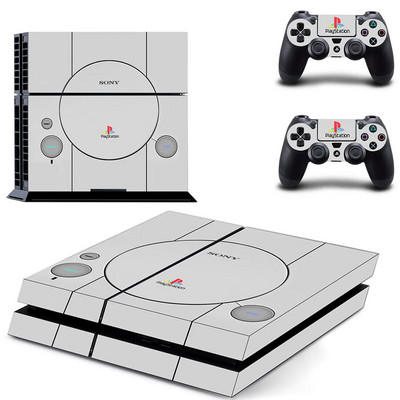 Καθαρό λευκό Σχέδιο λογότυπου Σύμβολο PS4 Κάλυμμα αυτοκόλλητου δέρματος για κονσόλα και 2 χειριστήρια PS4 Skins Vinyl