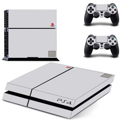 Καθαρό λευκό Σχέδιο λογότυπου Σύμβολο PS4 Κάλυμμα αυτοκόλλητου δέρματος για κονσόλα και 2 χειριστήρια PS4 Skins Vinyl