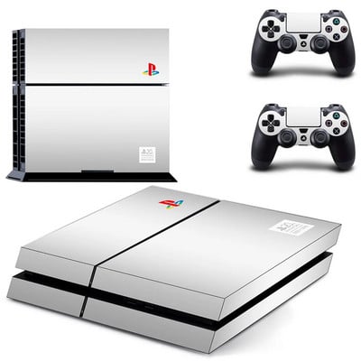 Καθαρό λευκό Σχέδιο λογότυπου Σύμβολο PS4 Κάλυμμα αυτοκόλλητου δέρματος για κονσόλα και 2 χειριστήρια PS4 Skins Vinyl