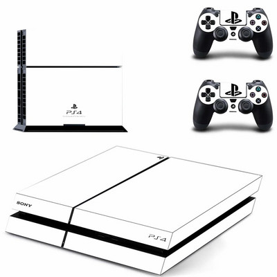 Καθαρό λευκό Σχέδιο λογότυπου Σύμβολο PS4 Κάλυμμα αυτοκόλλητου δέρματος για κονσόλα και 2 χειριστήρια PS4 Skins Vinyl