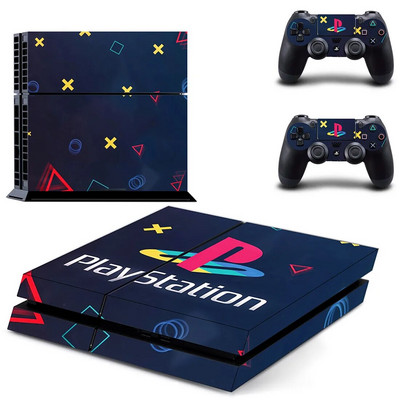 Καθαρό λευκό Σχέδιο λογότυπου Σύμβολο PS4 Κάλυμμα αυτοκόλλητου δέρματος για κονσόλα και 2 χειριστήρια PS4 Skins Vinyl