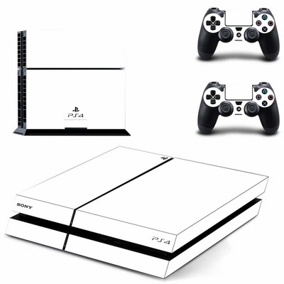 Καθαρό λευκό Σχέδιο λογότυπου Σύμβολο PS4 Κάλυμμα αυτοκόλλητου δέρματος για κονσόλα και 2 χειριστήρια PS4 Skins Vinyl