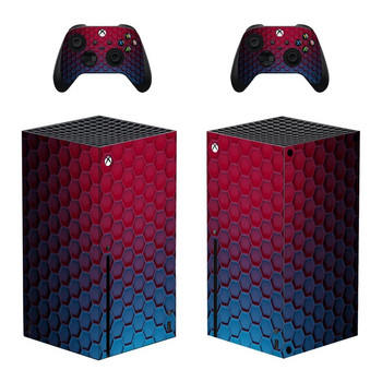 Red Geometry Style Xbox Series X Стикер за кожа за конзола и 2 контролера Decal Винилови защитни кожи Стил 1
