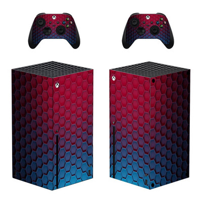 Red Geometry Style Xbox Series X Стикер за кожа за конзола и 2 контролера Decal Винилови защитни кожи Стил 1